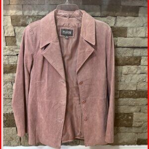 Wilsons Leather Vintage Genuine Suede Button Up Pink Jacket Coat Size M